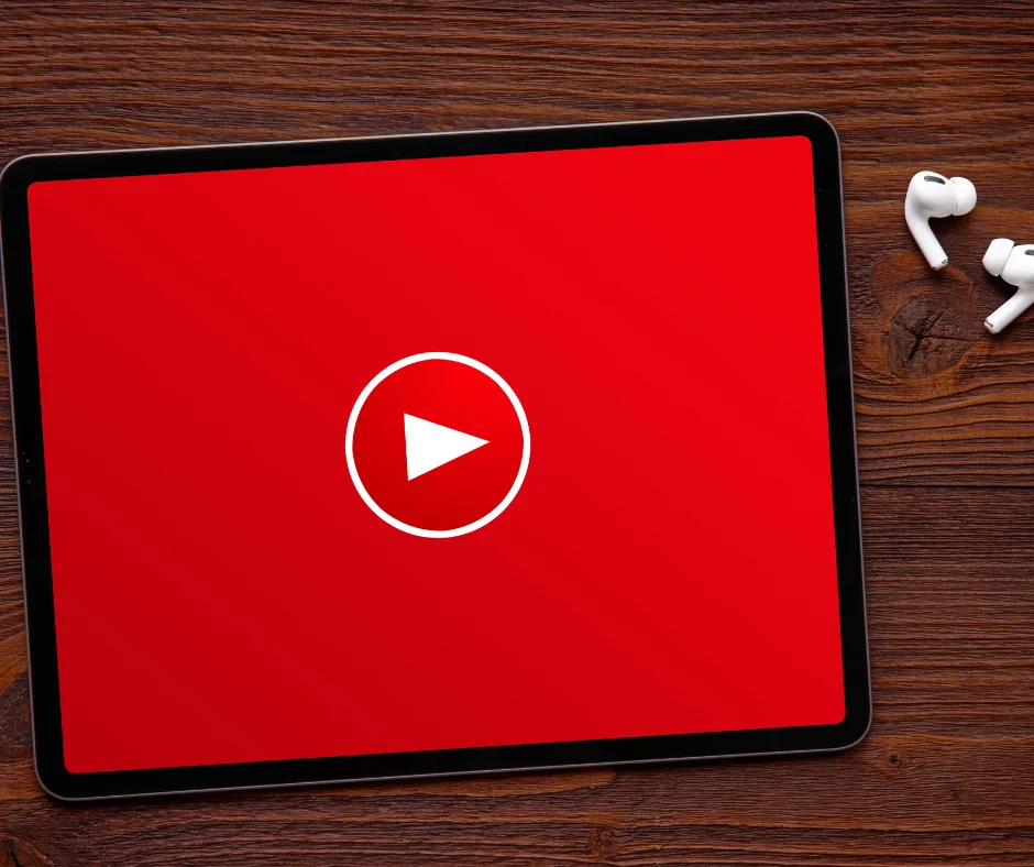 YouTube icon on laptop