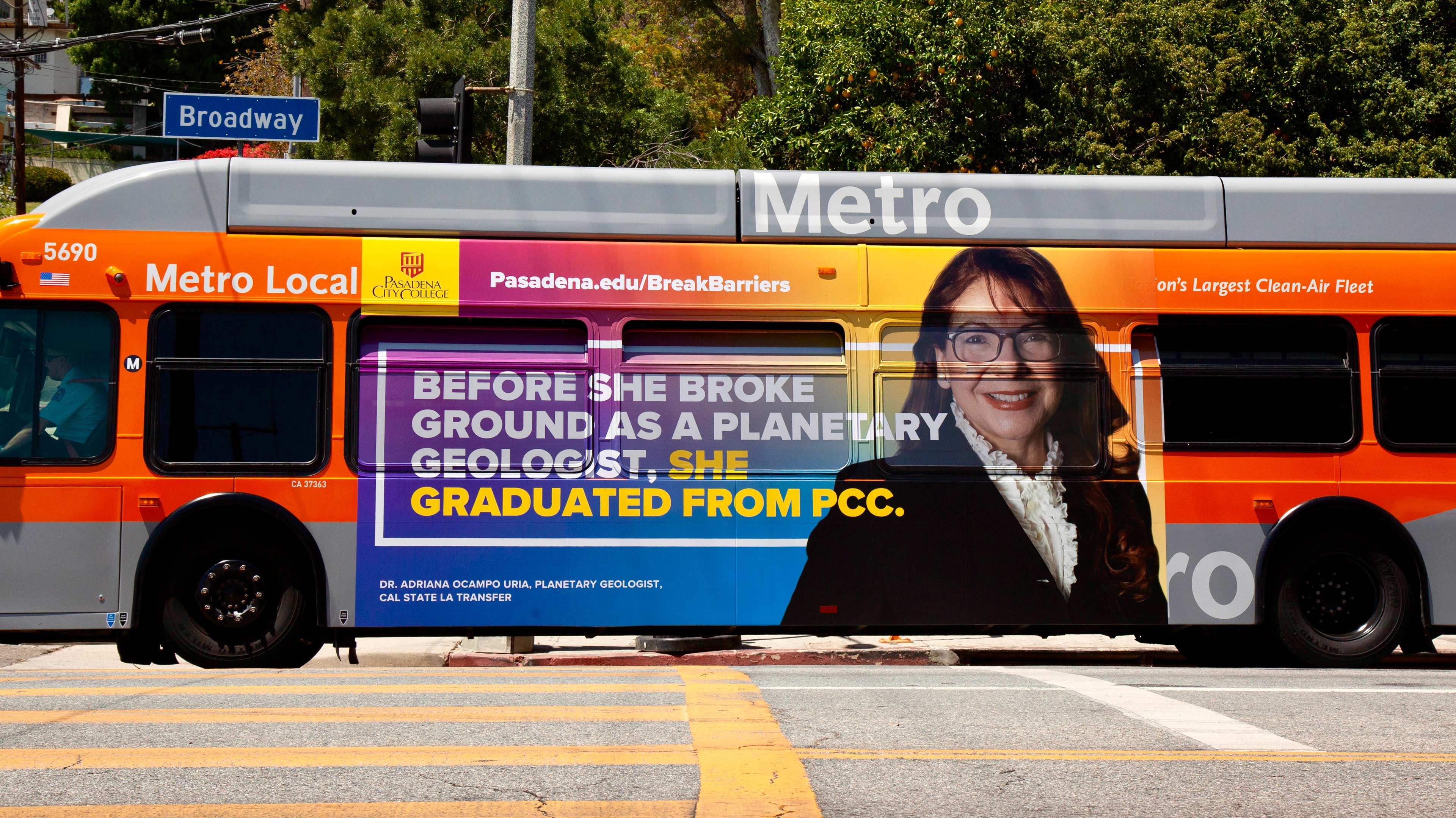 Bus wrap for Break Barriers campaign