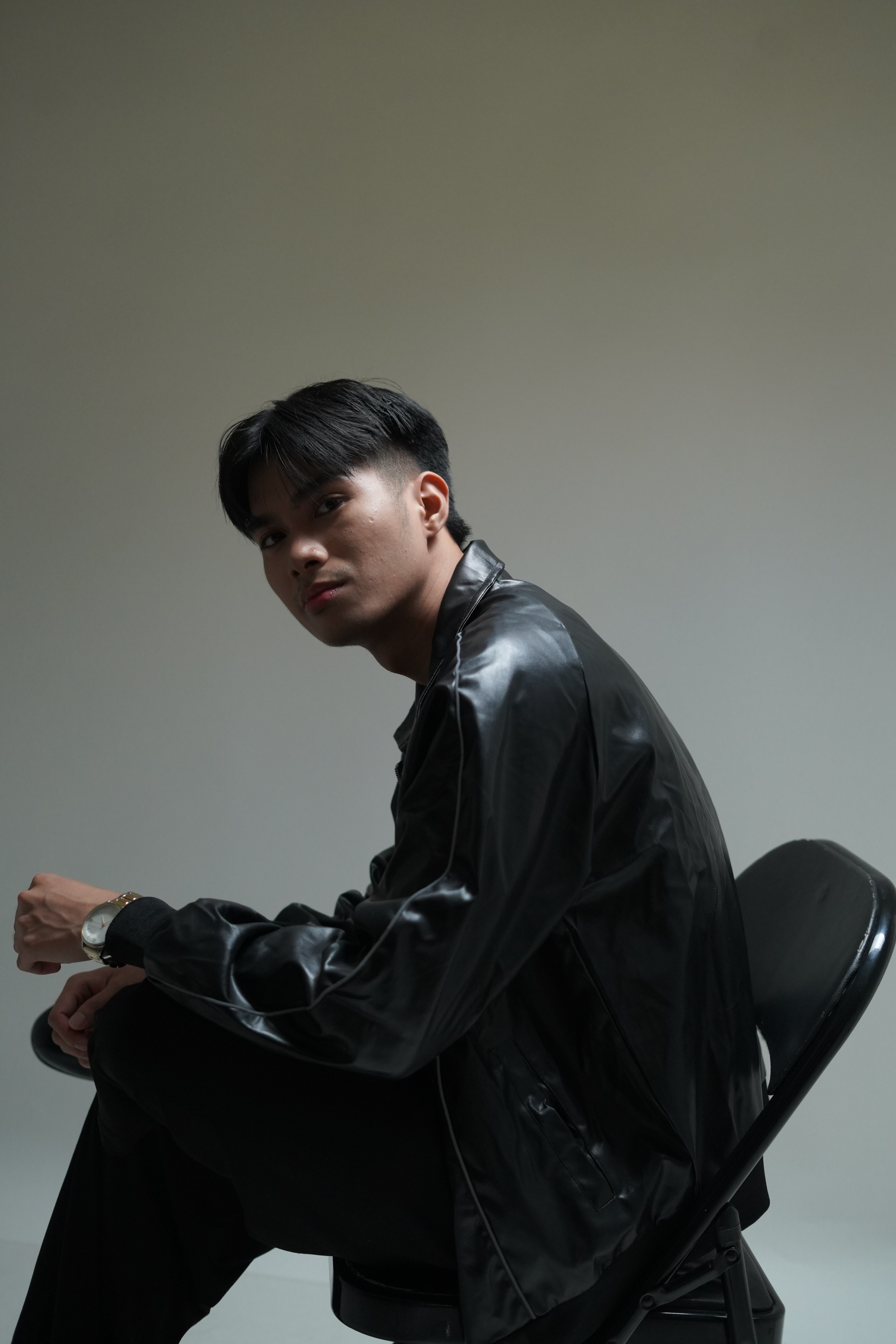 grayscale photo of man