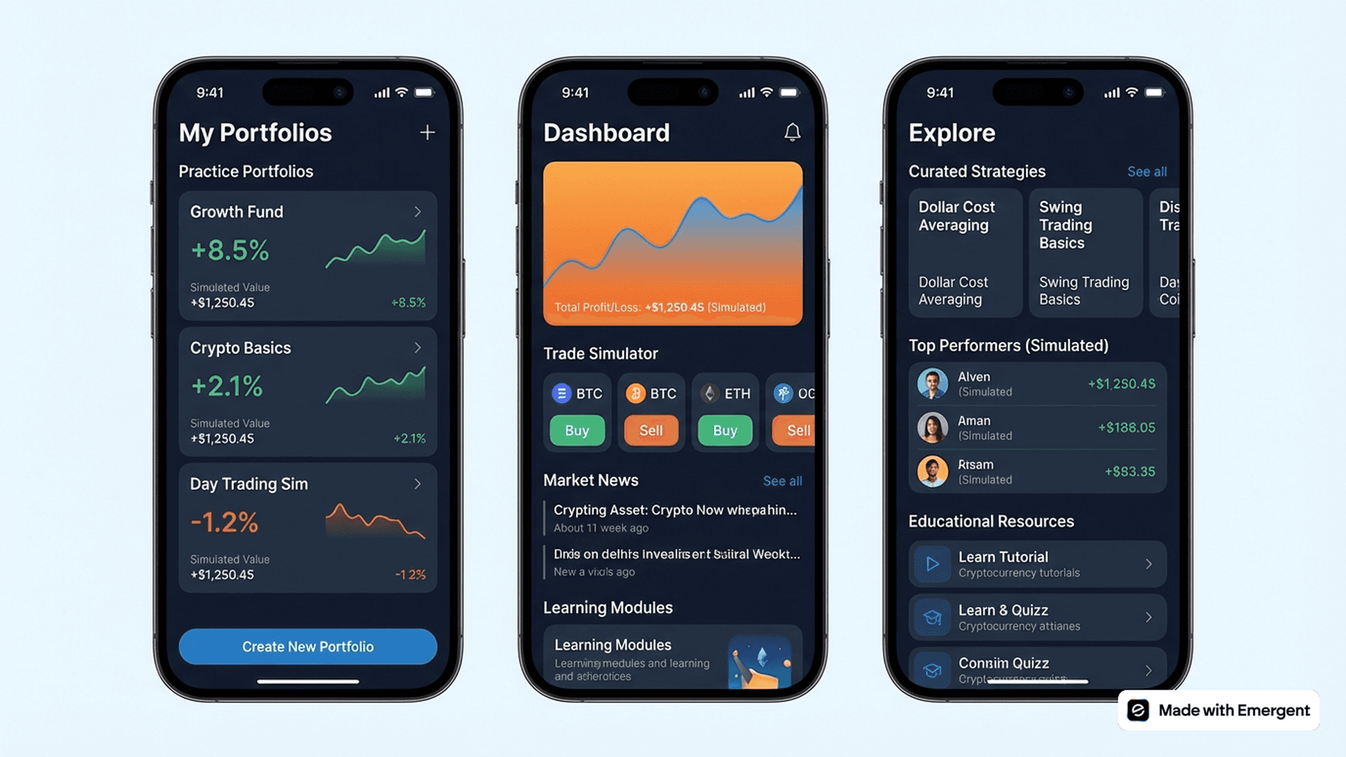 Cryptocurrency Practice App Made With Emergent