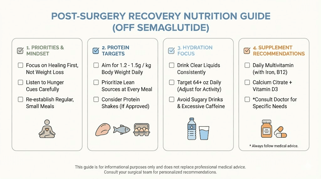 Post-surgery nutrition guide for semaglutide patients during medication break