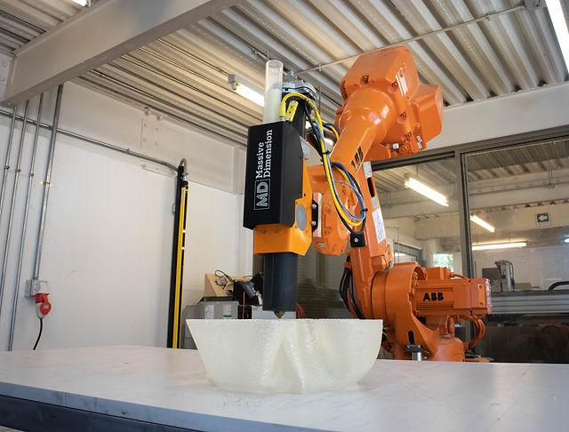 Robotic additive manufacturing of a large-scale component.