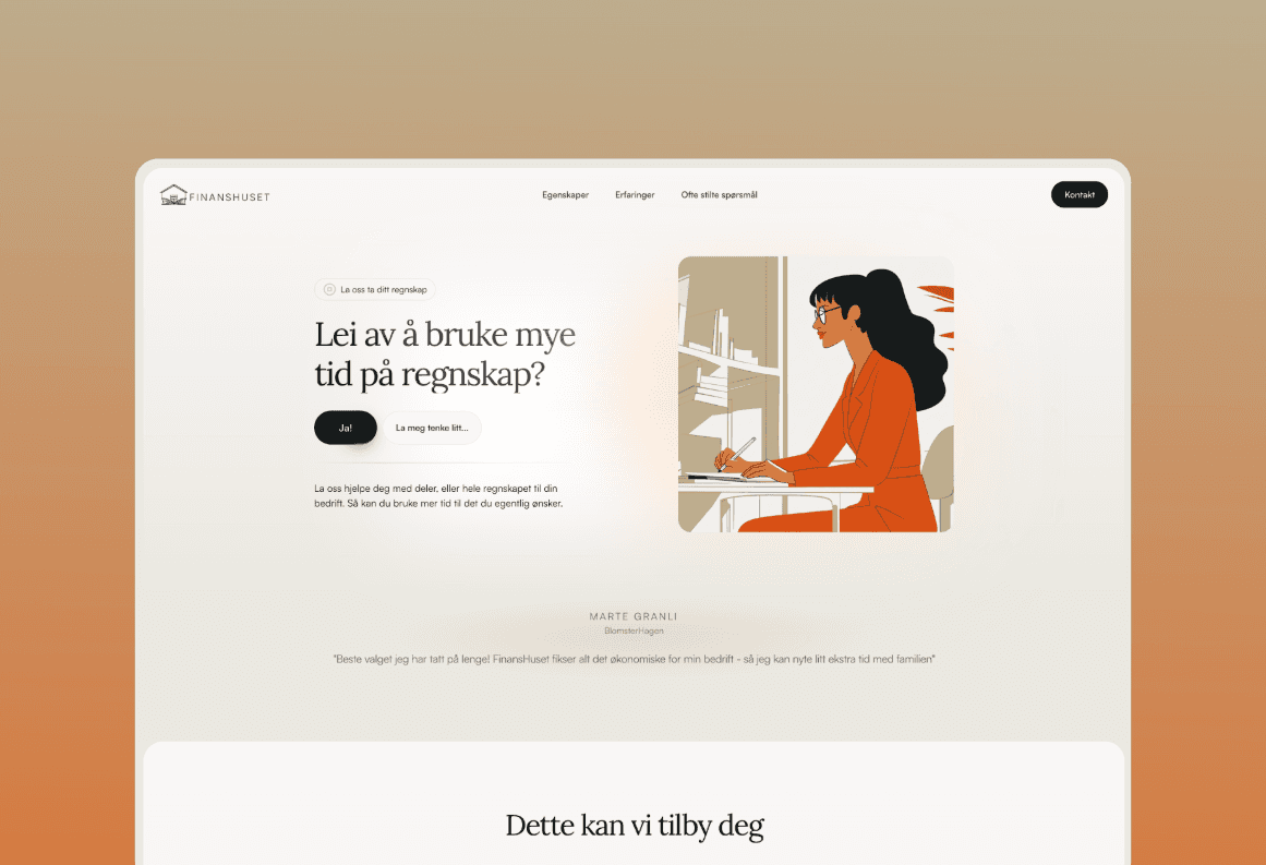 Forsiden til en demo hjemmeside for FinansHuset.