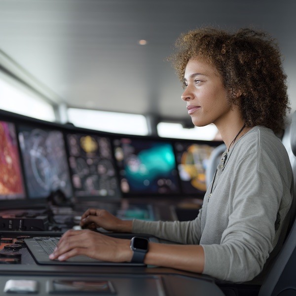 A woman's head with colorful beads on it