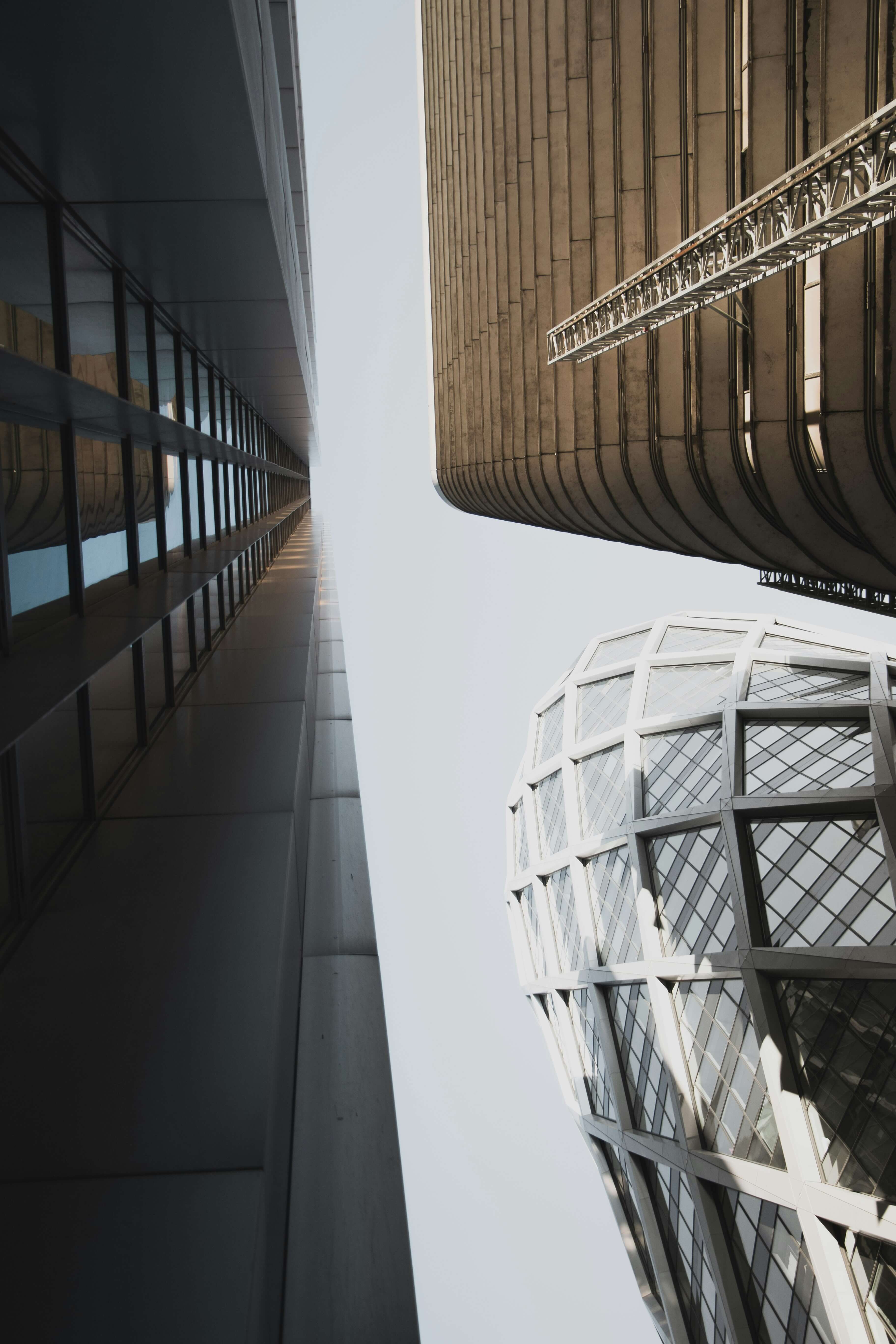 Ant's view of three sky scraper builings