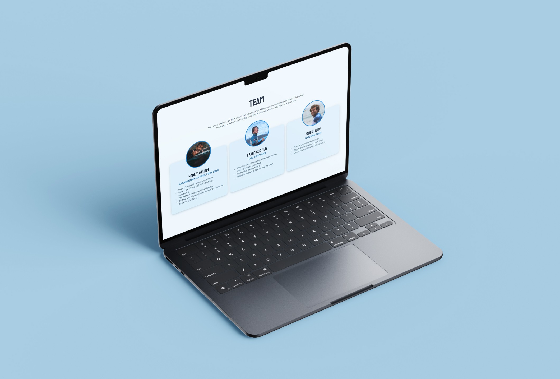 AroundFreedom Surf School Responsive Web design mockup