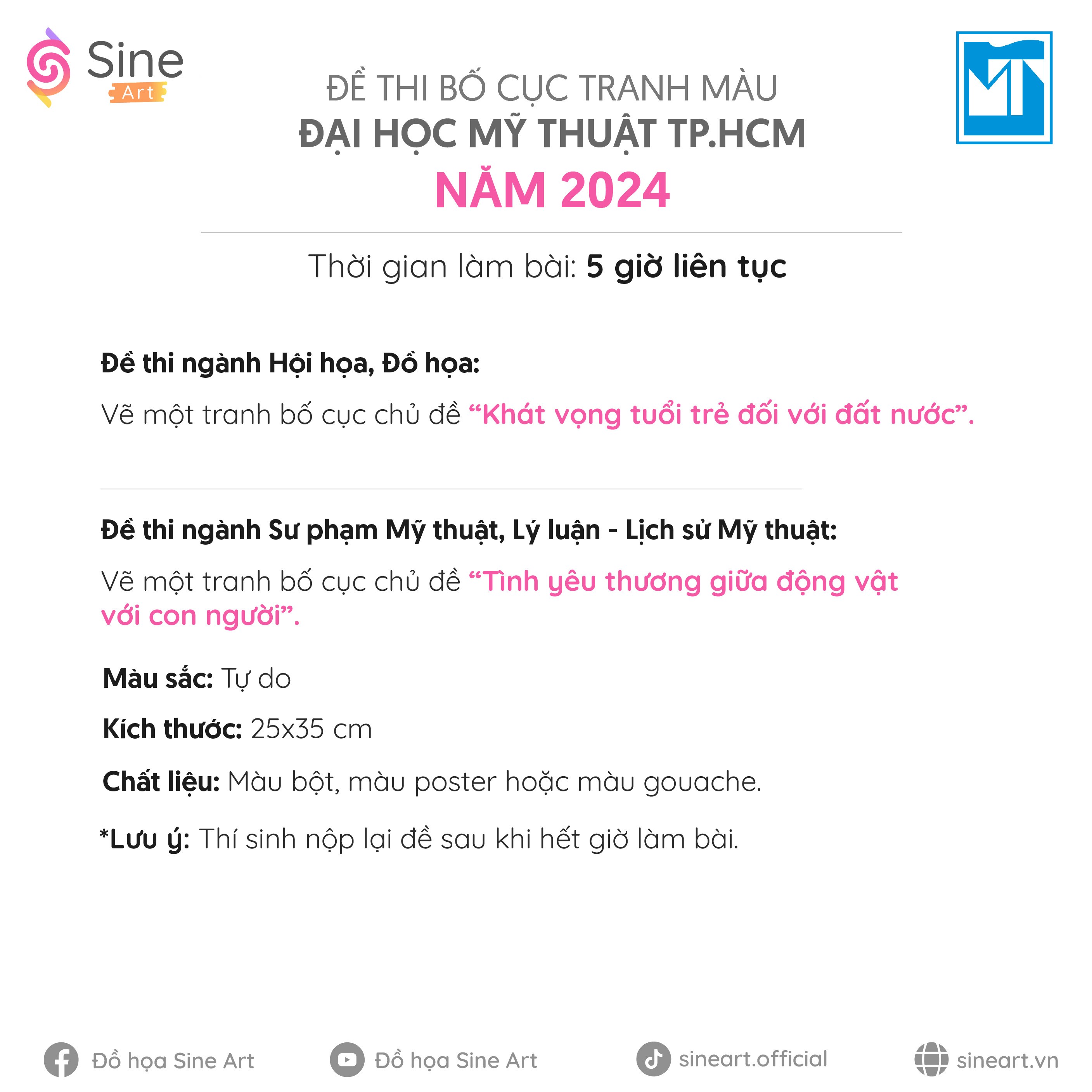 Đề thi bố cục tranh màu Đại học Mỹ thuật TP.HCM năm 2024