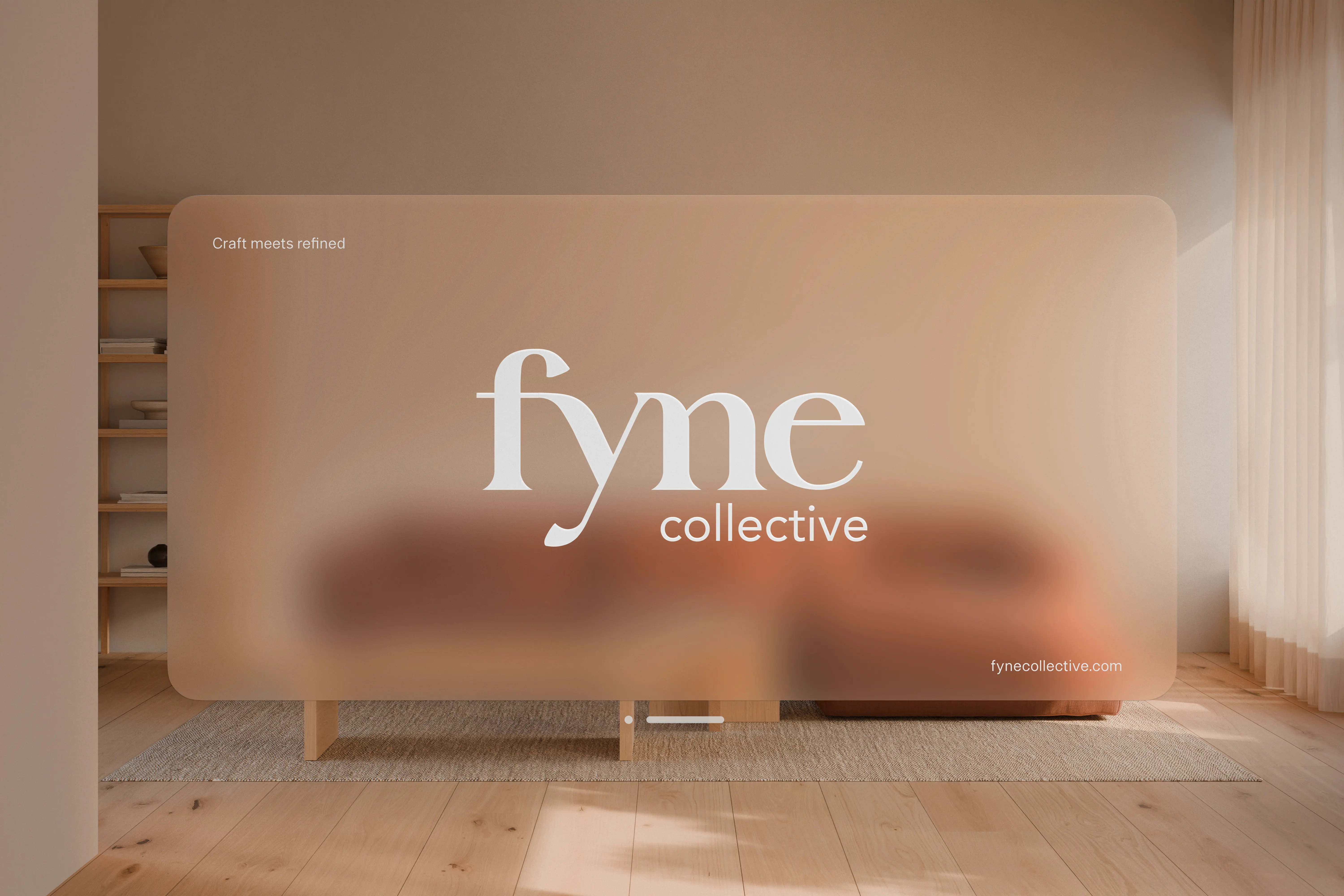 A modern bedroom with a tufted headboard and art.