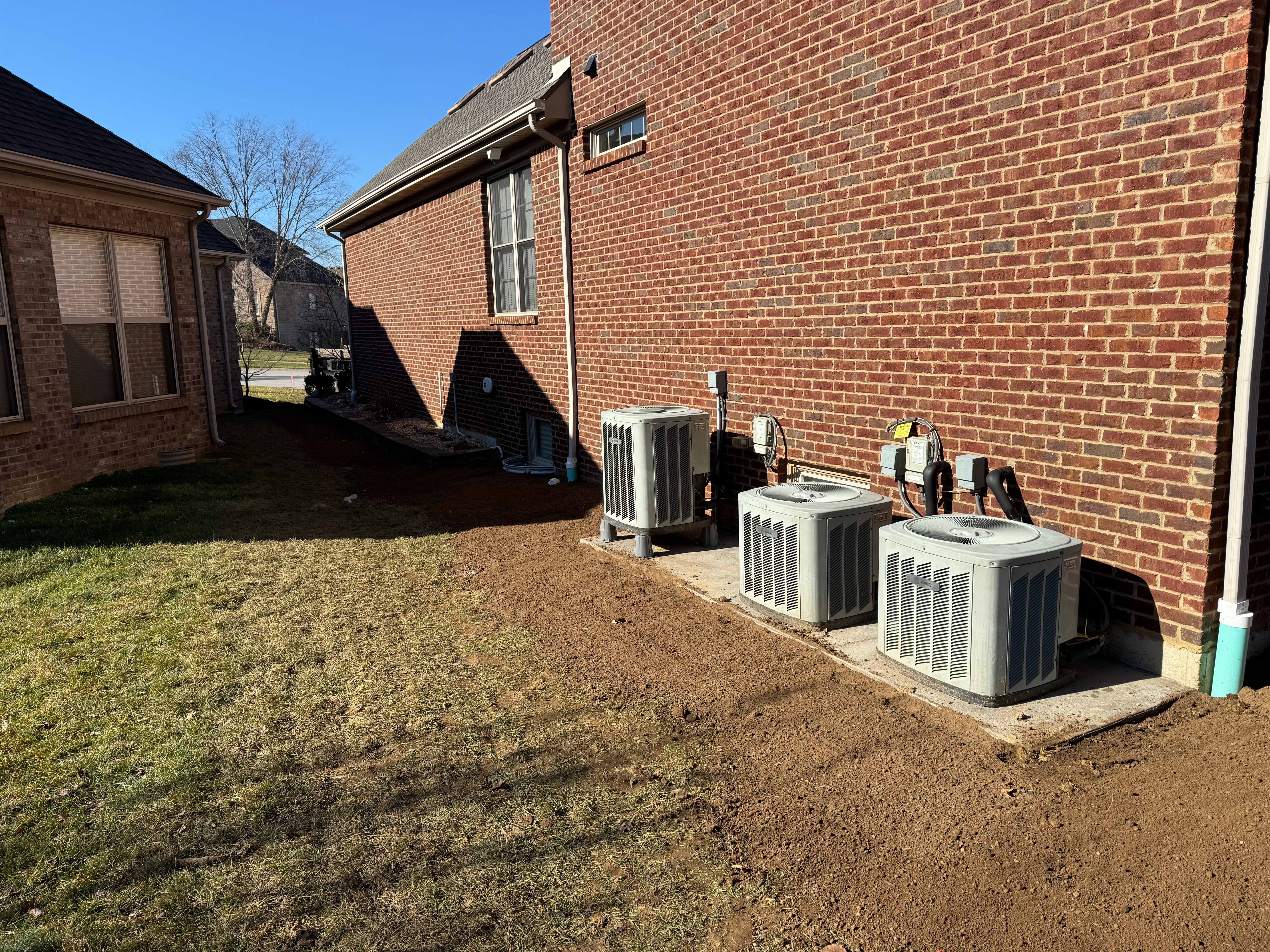 HVAC area backfilled and graded with clean soil