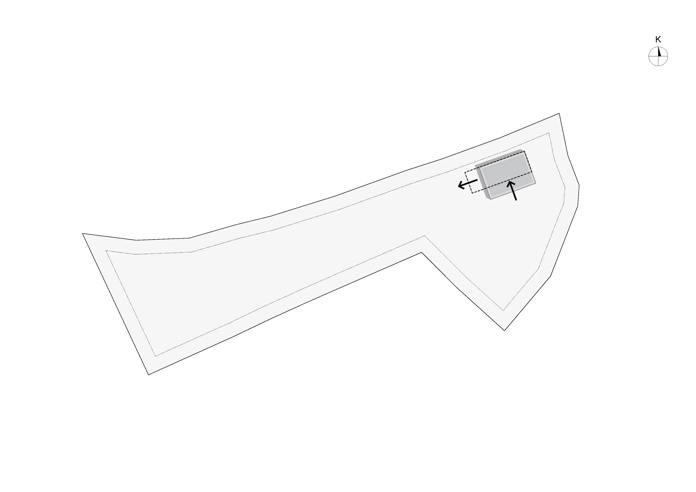 Diagram showing the first building volume on the plot