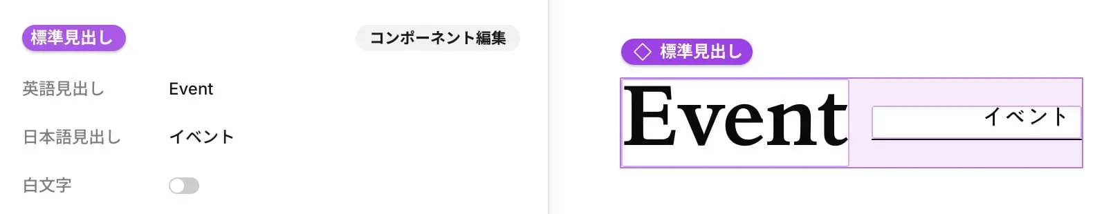 コンポーネント化した見出し