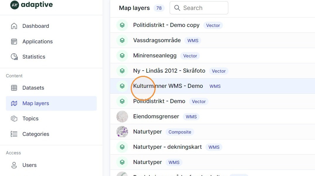 Steg 2: Velg kartlaget du vil legge til et miniatyrbilde for.