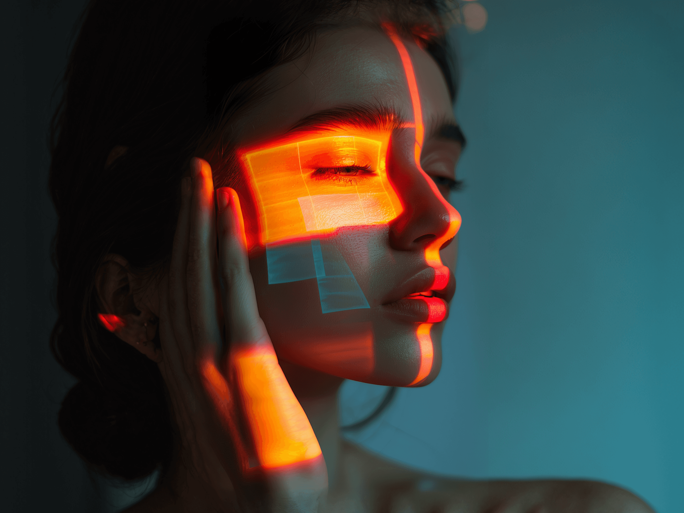 Abstract visualization of neural skin mapping and diagnostic data analysis.