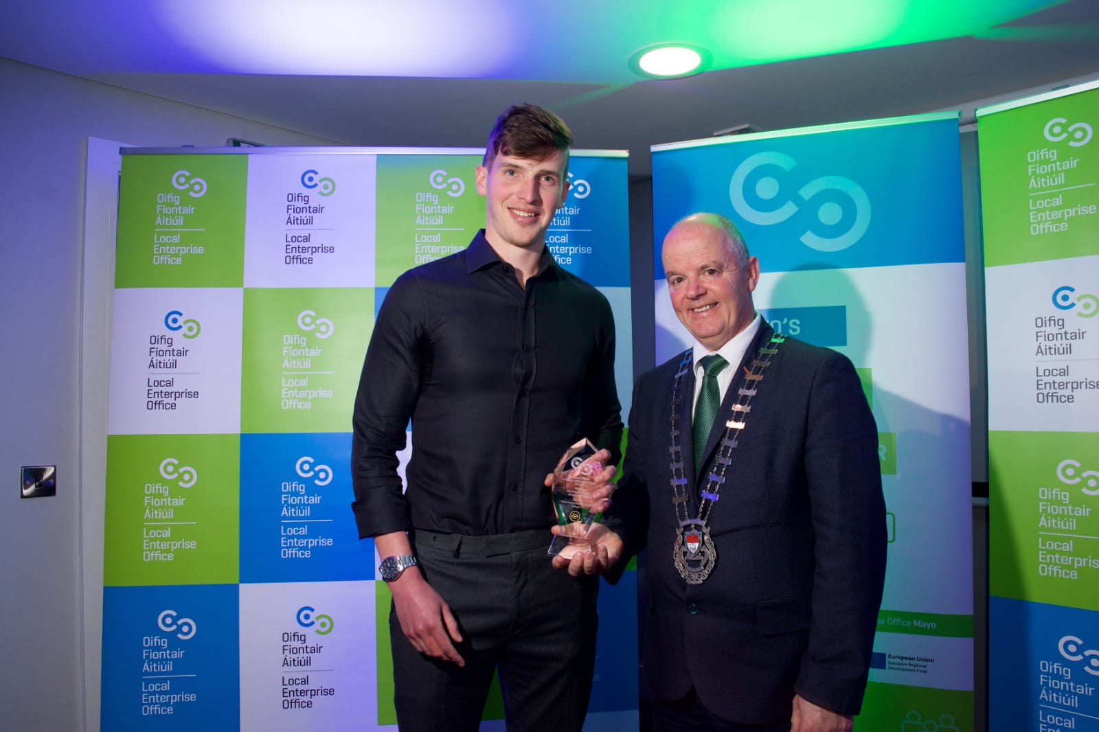 Ferdia Kenny winning the runner-up prize for the highly prestigious Ireland's Best Young Entrepreneur (IBYE).