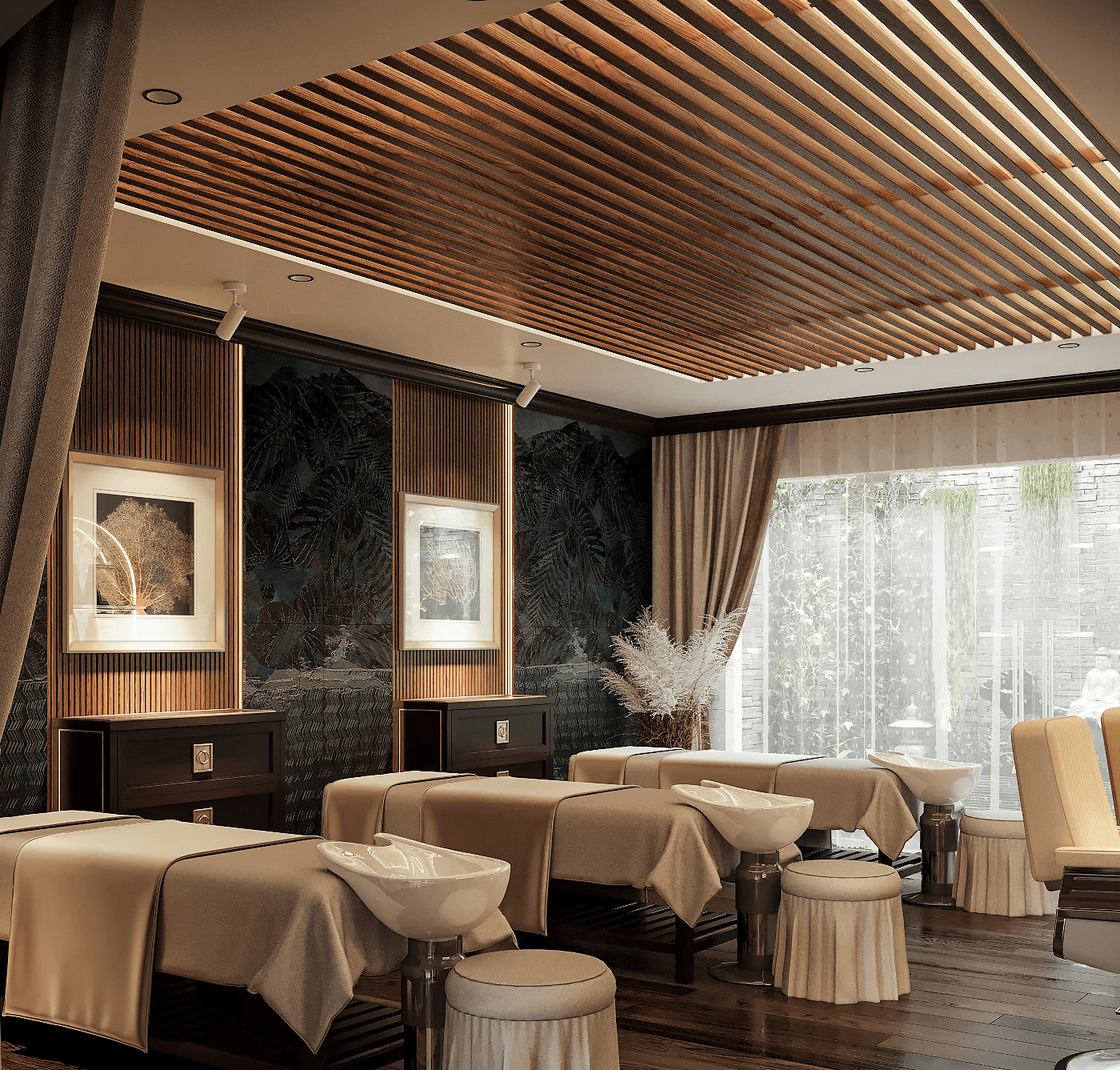 green grass field with trees