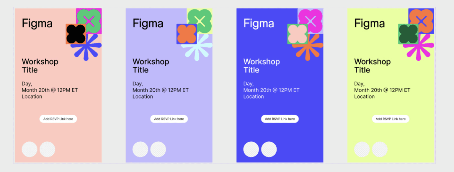 Workshop templates in color variations