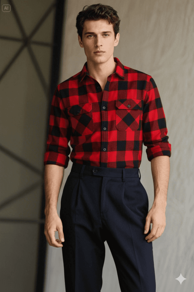 User Wearing Red Shirt with AR