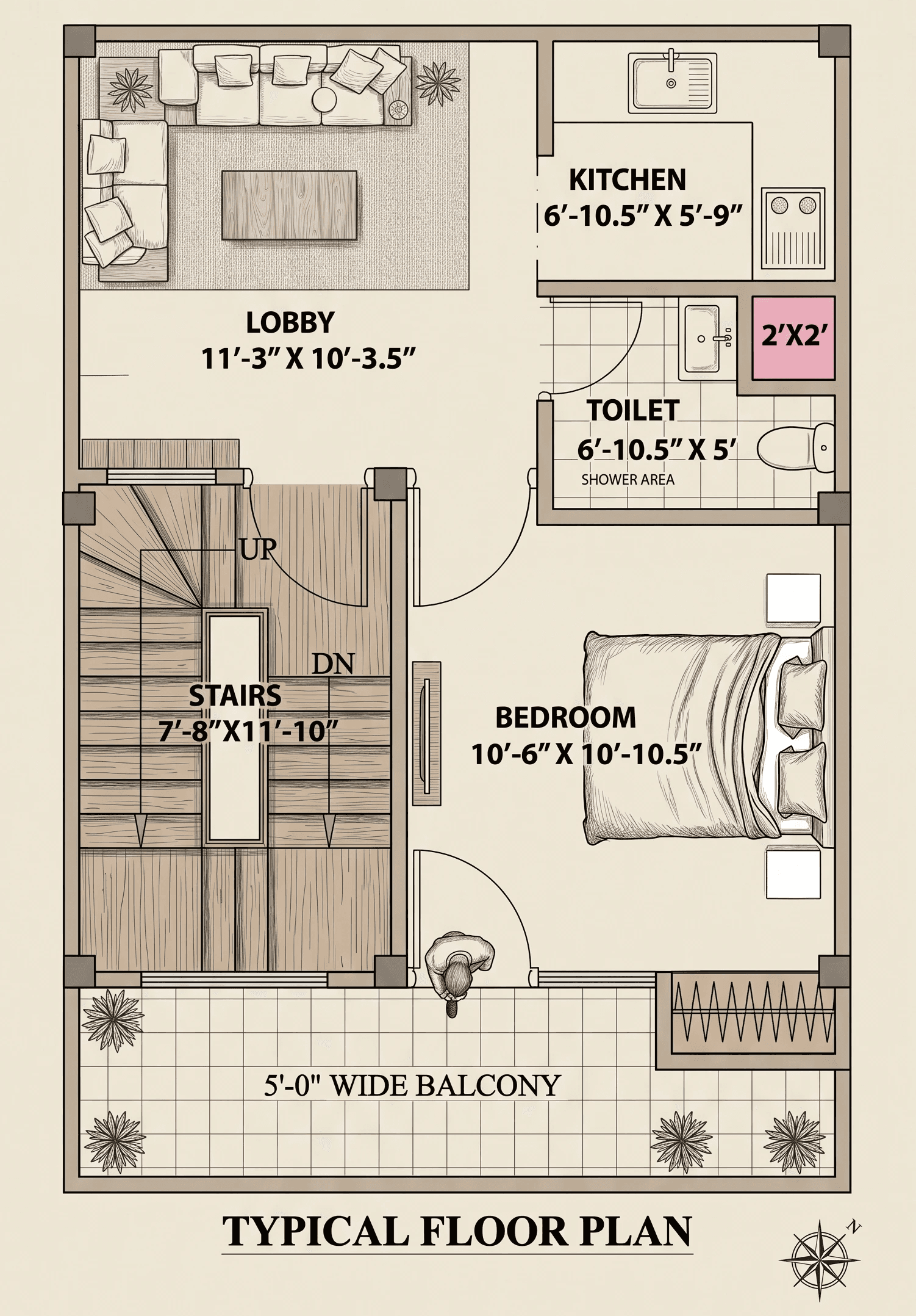TYPICAL FLOOR PLAN OF OSHNIC RESIDENCE HOUSES