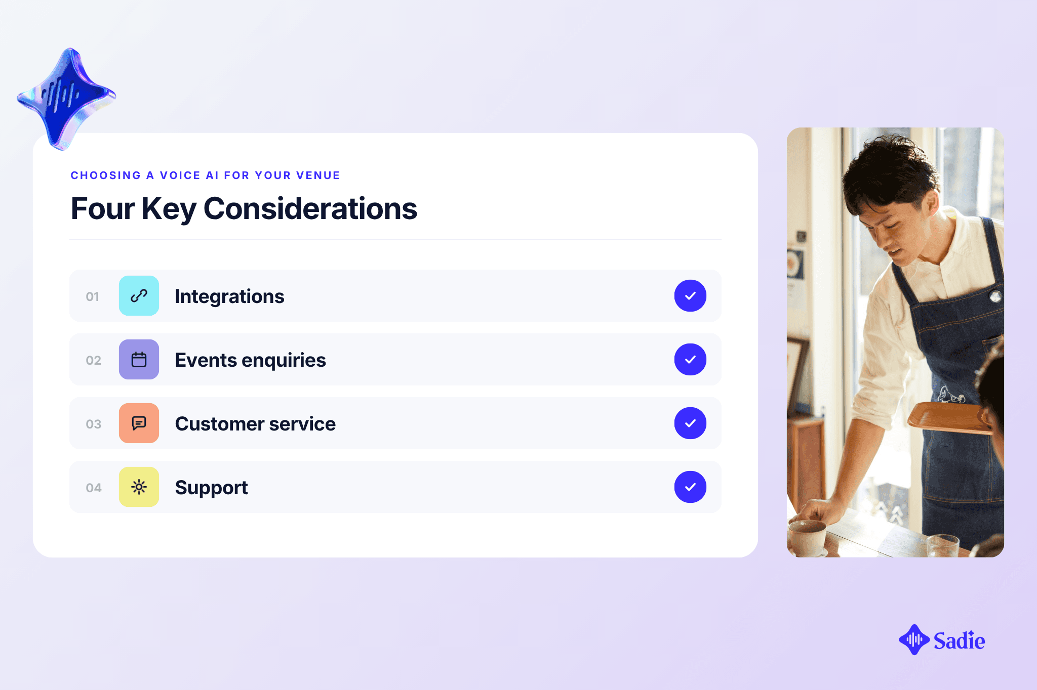 Checklist of four key considerations when choosing a restaurant voice AI