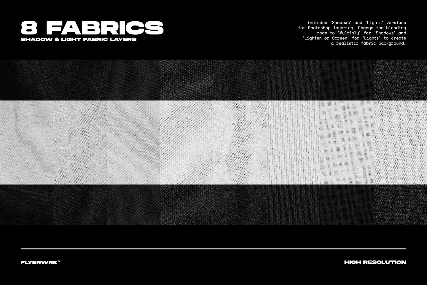 Fabric overlays for cracked plastisol ink textures with light and shadow textile backgrounds