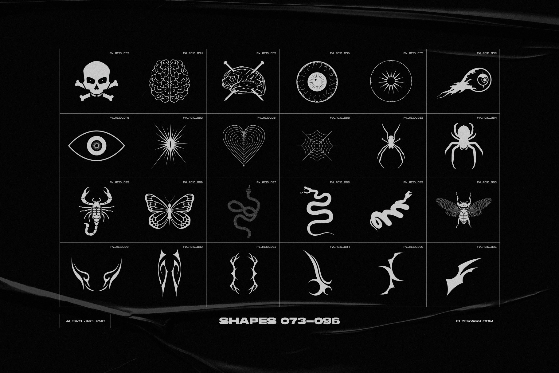 Y2K Abstract Acid Shapes vector icons set 073 to 096 preview