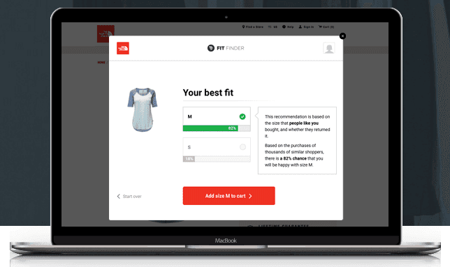 Fit Analytics Fit Finder at The North Face