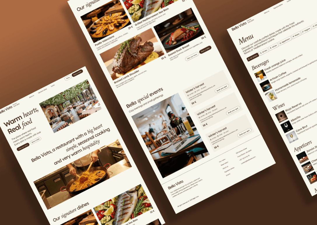 Img_restaurant : Projet UX/UI et web design moderne réalisé avec Figma pour portfolio