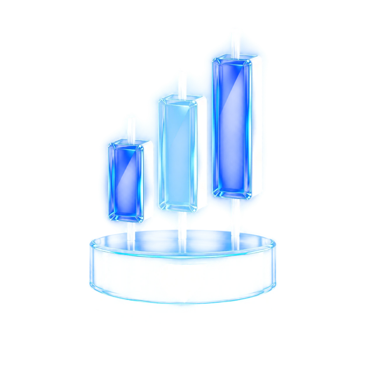 Glass trading candlesticks with the GFF emblem