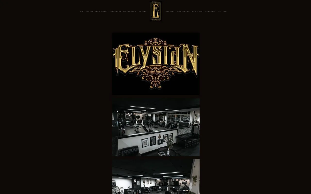 Elysian Tattoo Gallery website, rebuilt by Vessel Archive