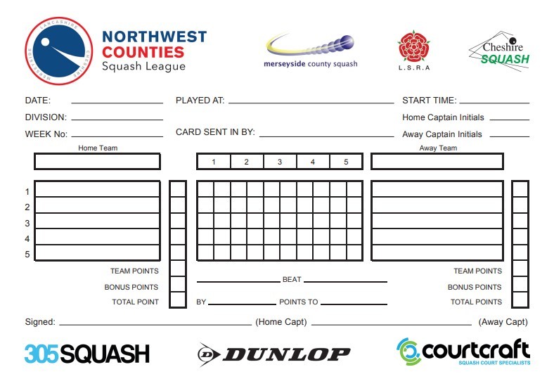 Information North West Counties Squash League NWCSL 