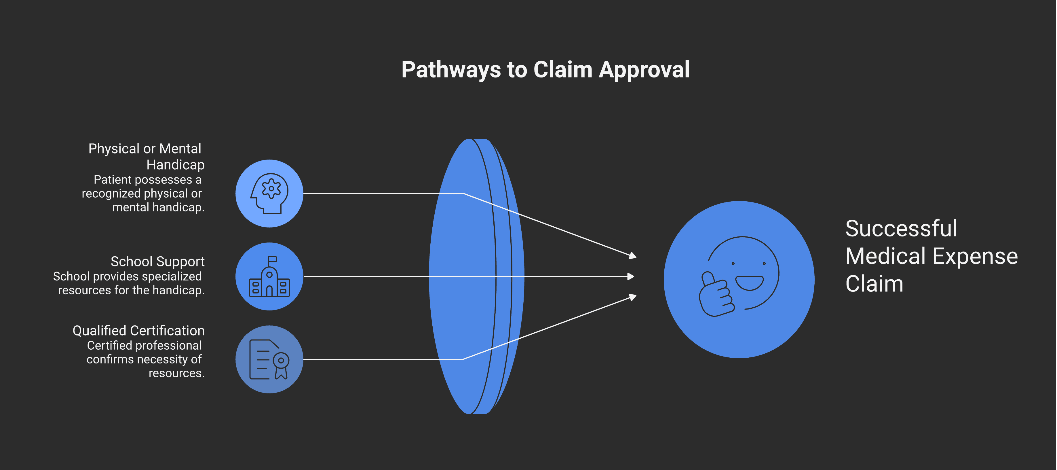 Three conditions of paragraph 118.2(2)(e) — handicap, school resources, and qualified certification — converging into a successful medical expense claim.