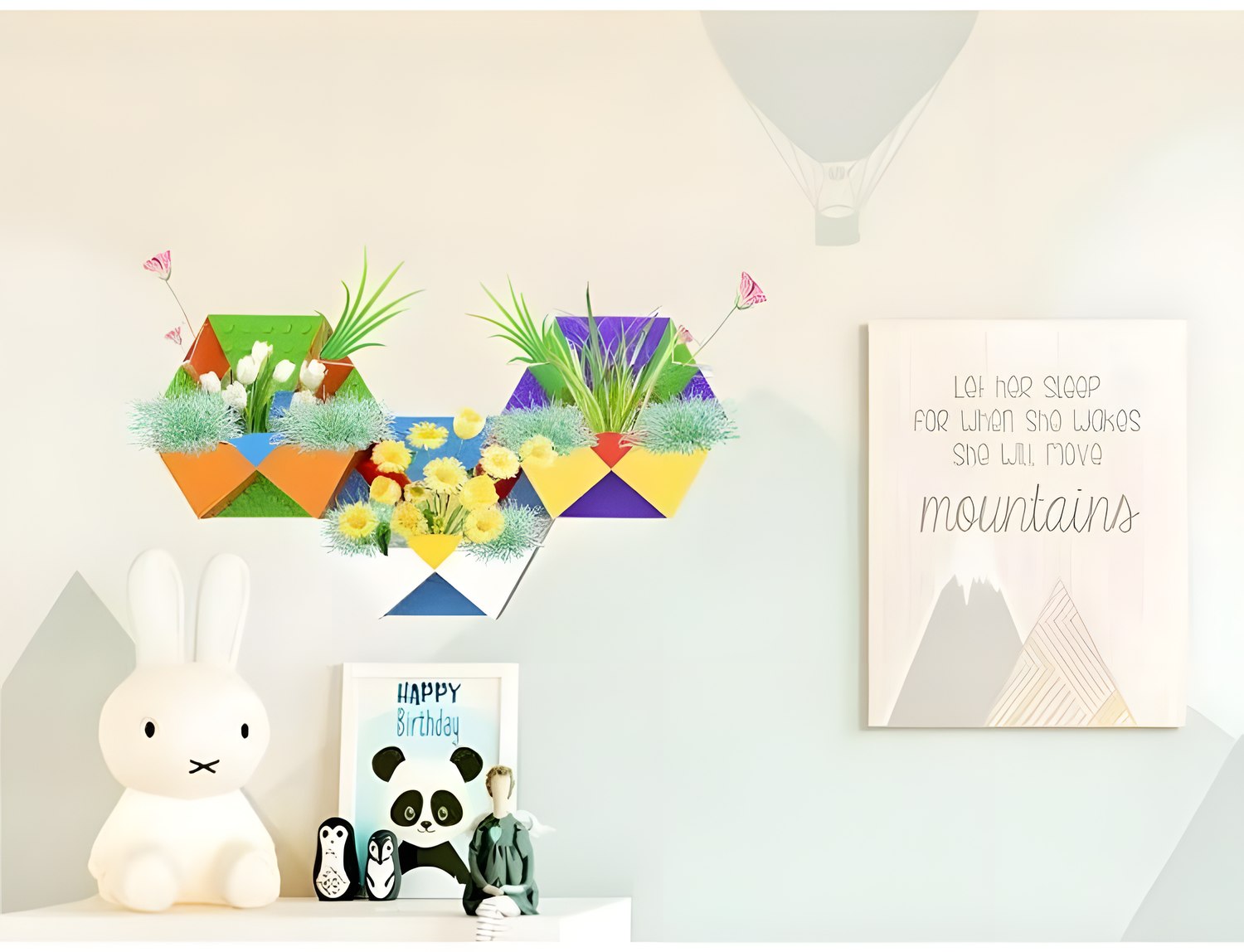 Colorful Hex Wall Planter concept shown as a modular wall arrangement.