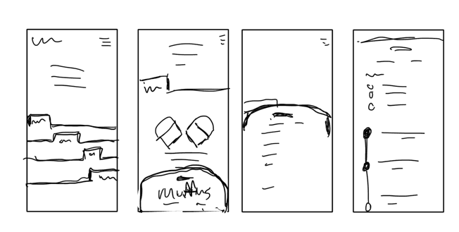 App screen sketches - navigation and content flows