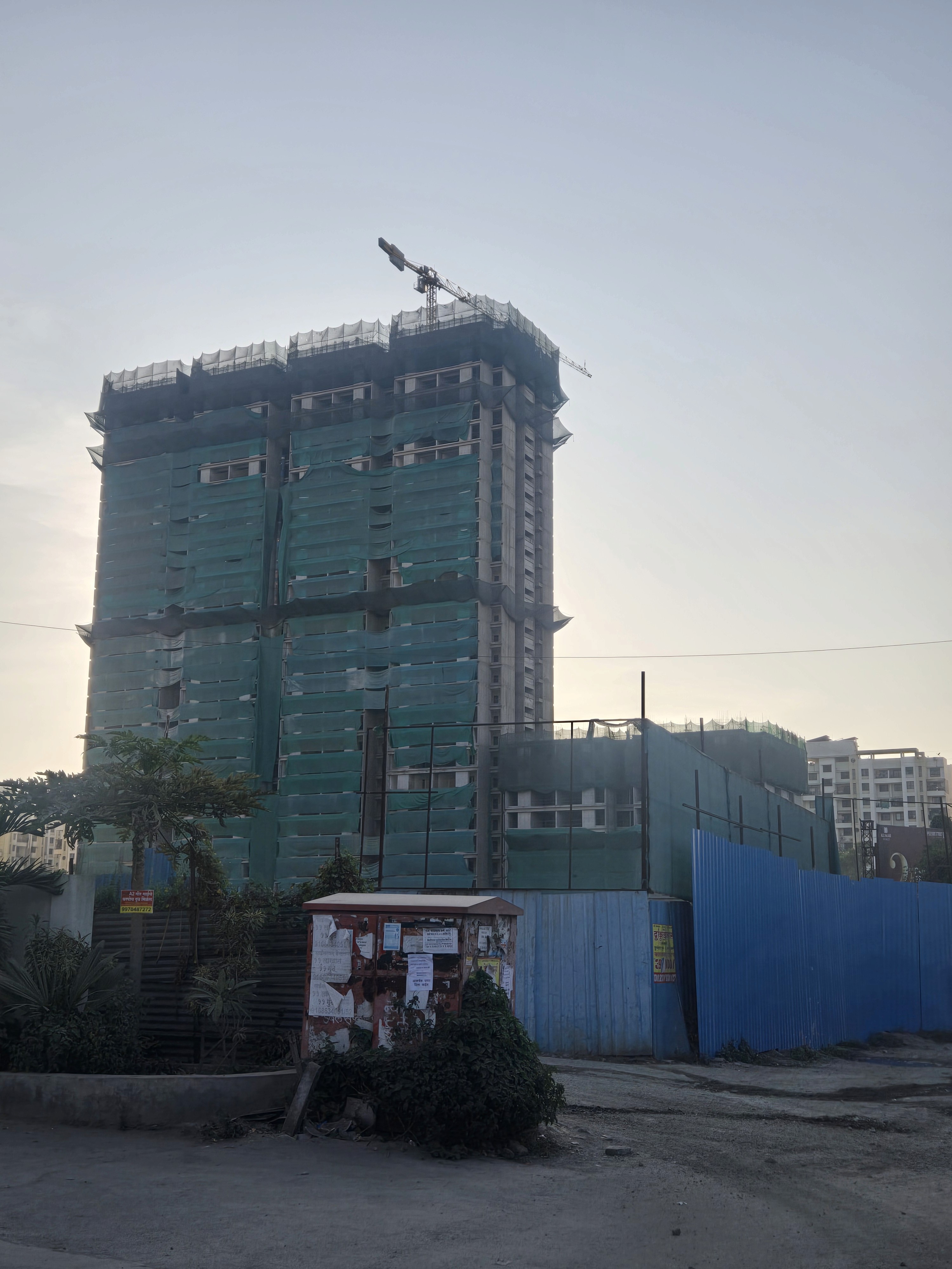 Safety net installation at high-rise construction site in Mumbai