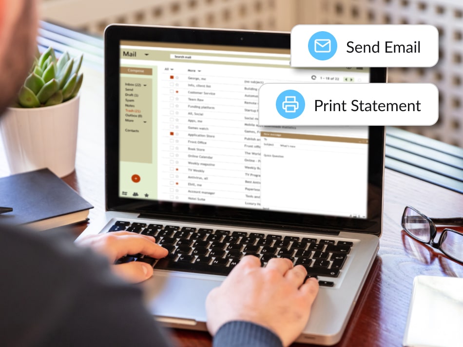 Dry Cleaning owner sending emails and printing statements using Enlite management software
