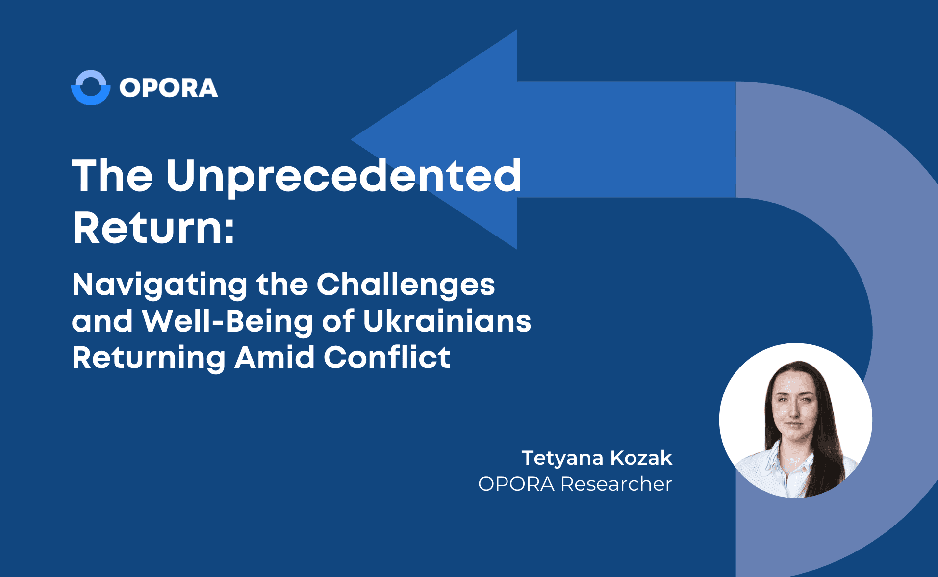 Title card for the research article “The Unprecedented Return,” featuring OPORA Foundation branding and a portrait of the author on a dark blue background.