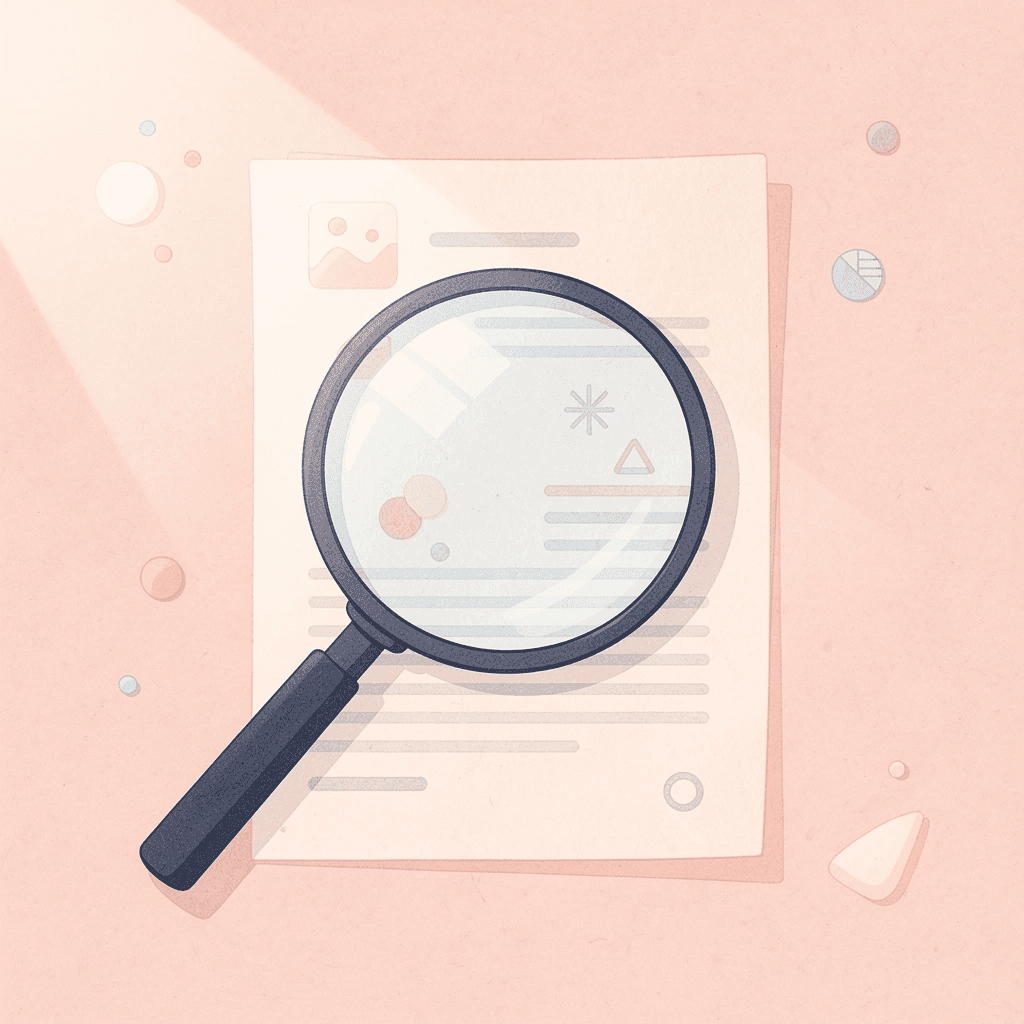 Scene of a magnifying glass examining a student application profile