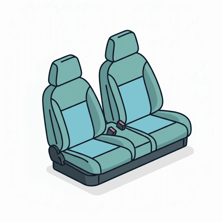Blaues Icon von zwei Autositzen