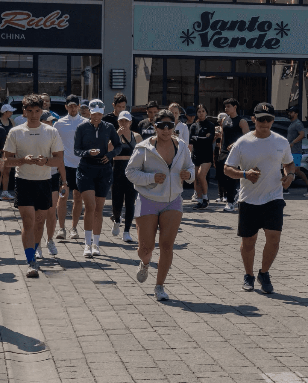 Man running outside with blue skies
