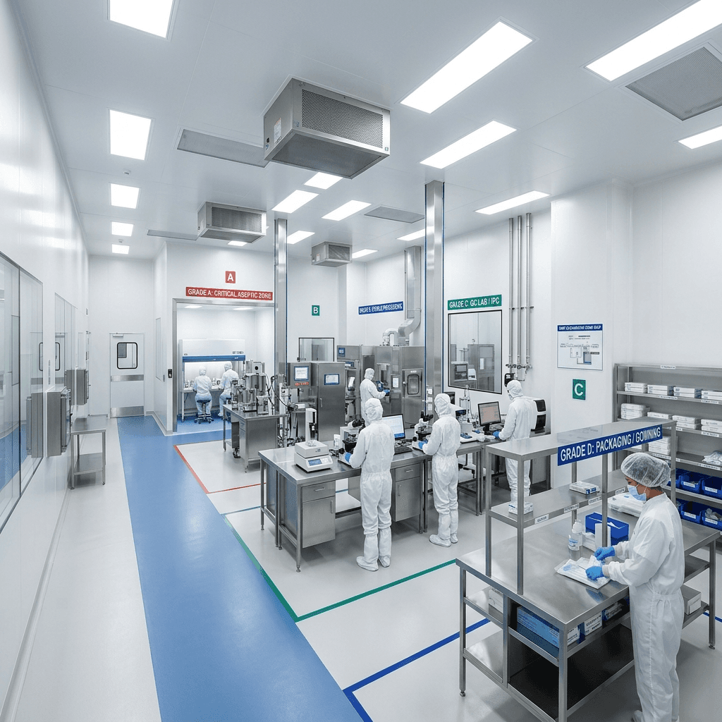 香港 GMP 藥廠無塵室 Grade A-D 等級配置 PIC/S 標準 | Hong Kong GMP Pharmaceutical Clean Room Grade A-D Configuration PIC/S Compliant