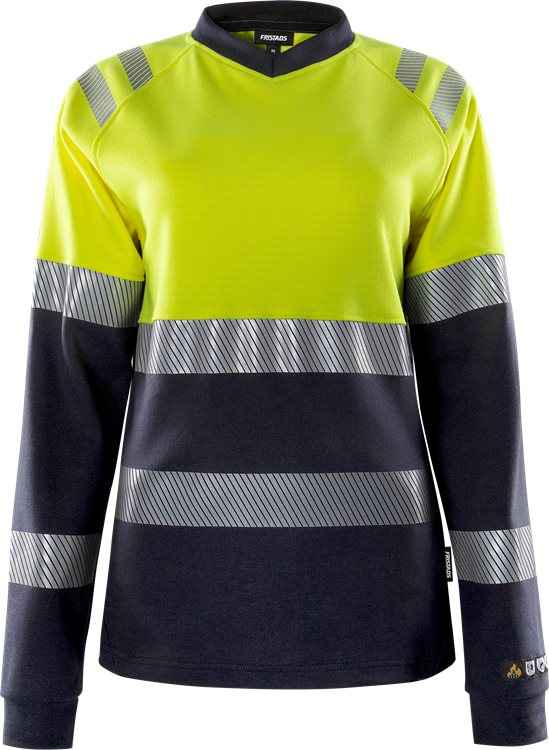 Projob werkbroek dames bij Vanatex — FRISTADS Flamestat high vis dames t-shirt met lange mouwen klasse 1 7108 TFL