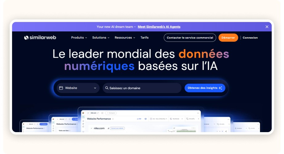 Similarweb homepage showing traffic breakdown