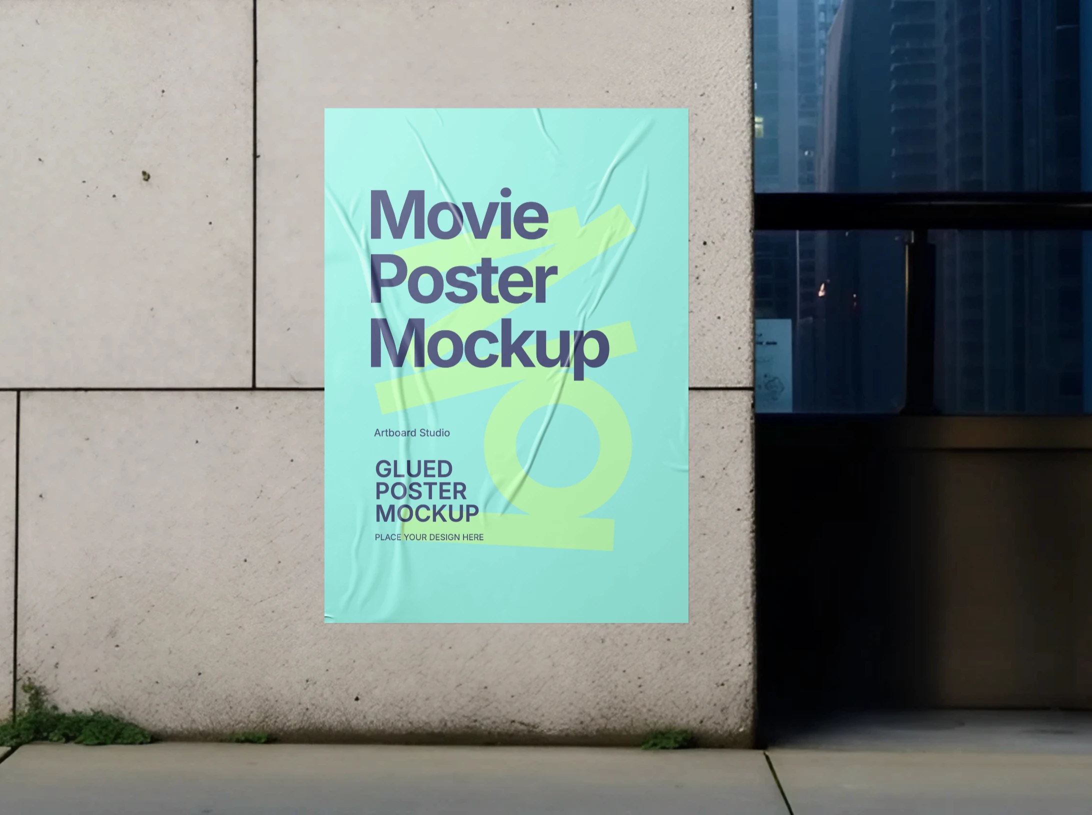 Movie poster mockup on the wall