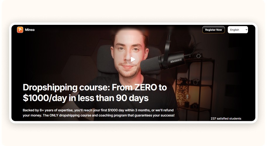 Minea dropshipping course screenshot