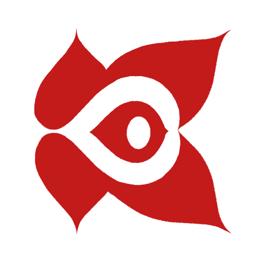 Red eye shape with rounded edges.