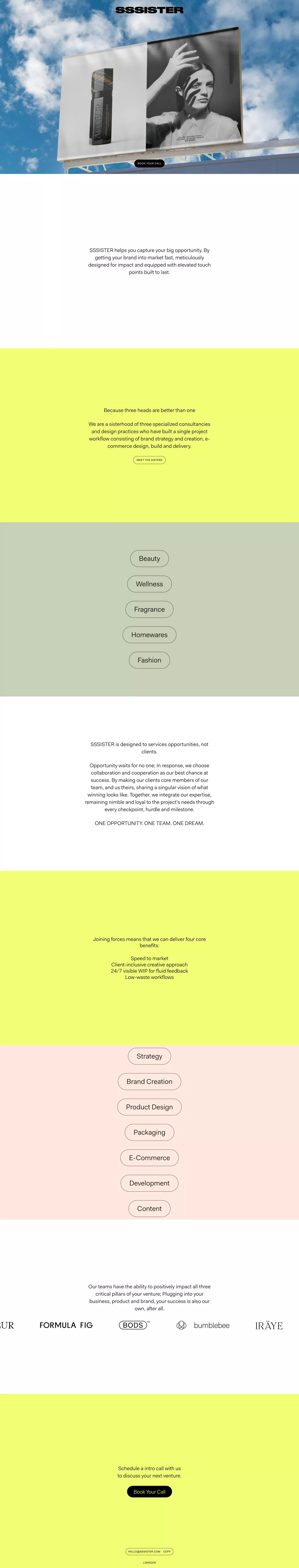 SSSISTER - In Service of Opportunity portfolio page screenshot showcasing Design and Tech design