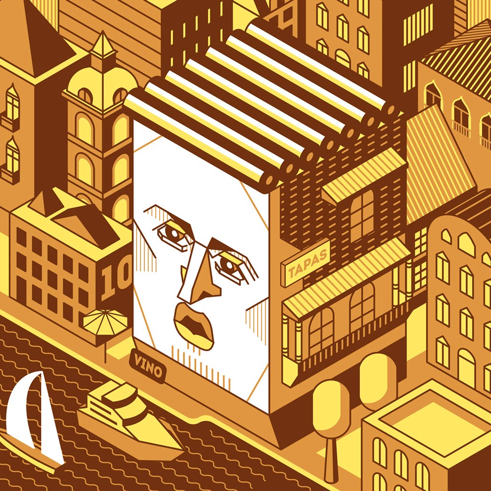 Isometric illustrative portrait of Thiago for the Tschuttiheftli 2021. The style is simple isometric vector illustration.