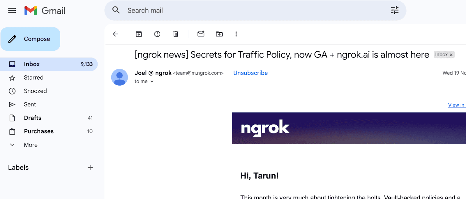 Eternalight Gmail Screenshot
