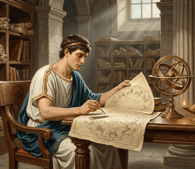 A person with curly hair sits at a desk, working on a laptop in a cozy, well-lit environment.