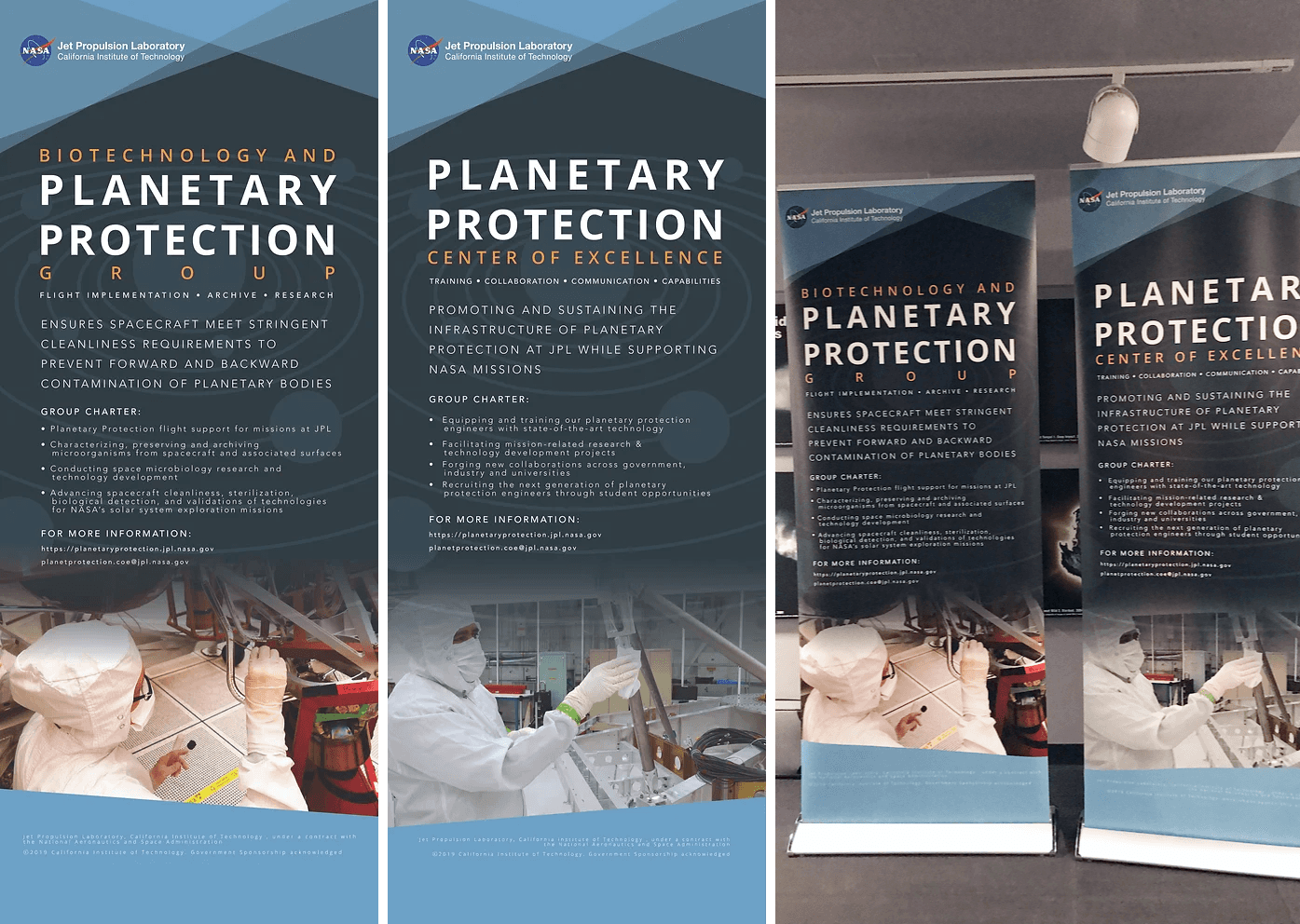 Two posters containing information about Planetary Prtoection and the finalized version